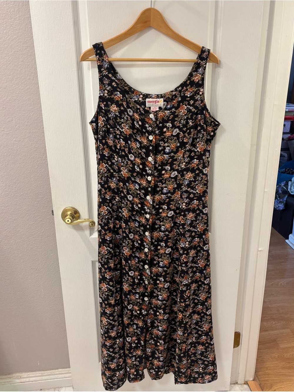 Vintage 90s Energie Floral Button Front Dress Grunge Cottagecore Boho Whimsygoth